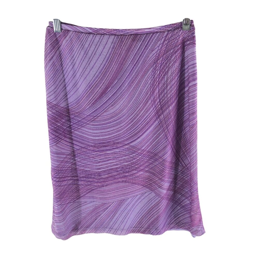 Express Vintage Skirt Y2K Pull On Metallic Geometric Striped Purple S